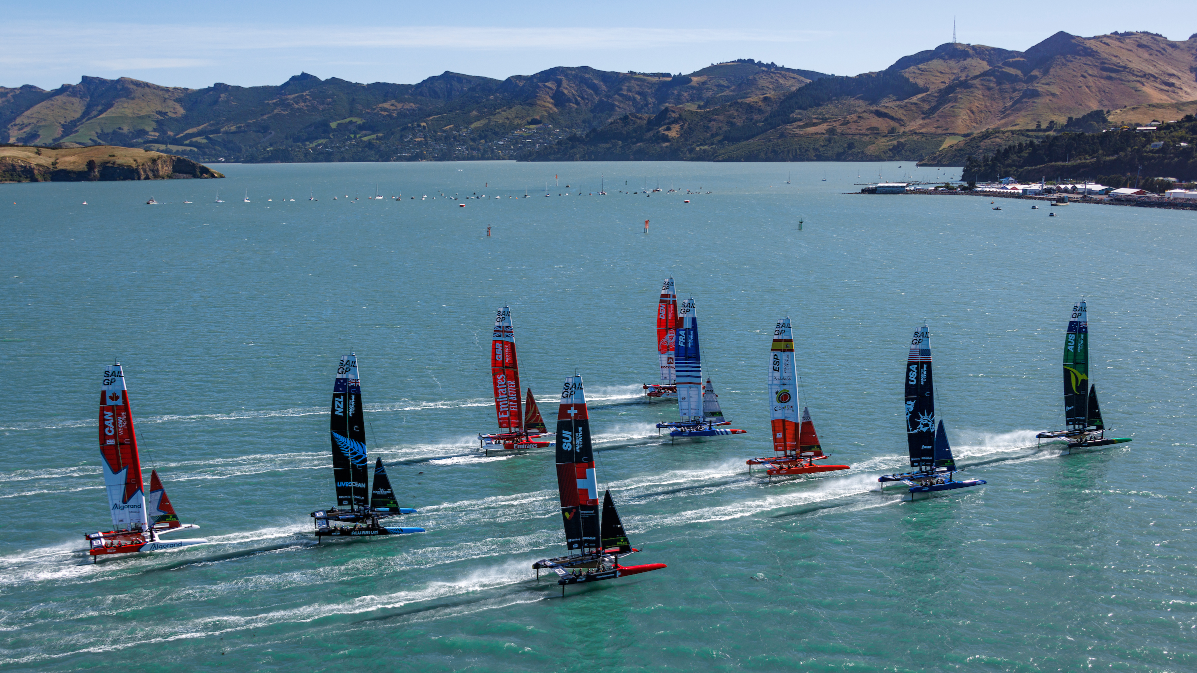 Fleet against Christchurch skyline