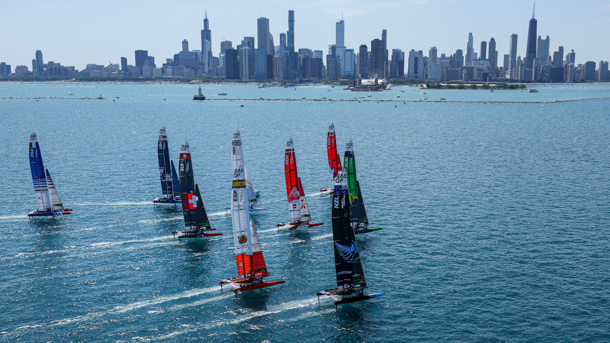 SailGP fleet racing in Chicago